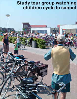 Children cycling to school study tour